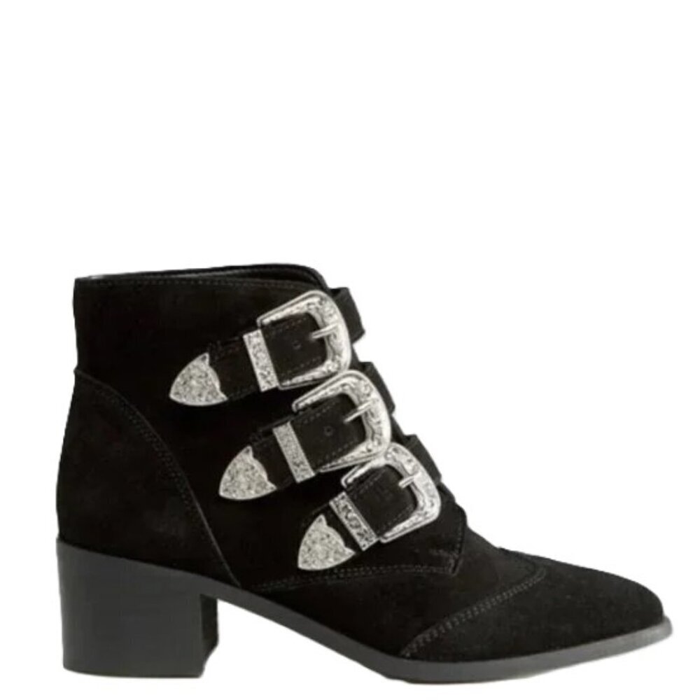 Western Goth Suede ASOS Ryder Regina‎ Buckle Ankle Boots Punk Y2K Size 9